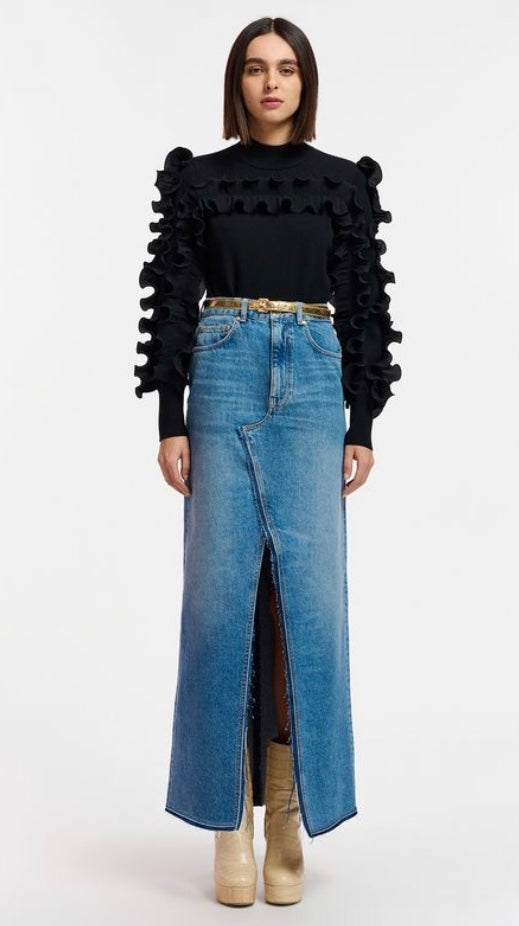 Essentiel Antwerp Black Knit Ruffled Jumper