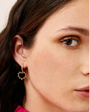 Load image into Gallery viewer, Nali 14k Gold Plated Black Heart Earrings
