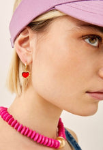 Load image into Gallery viewer, Nali 14k Gold Plated Red Heart Earrings

