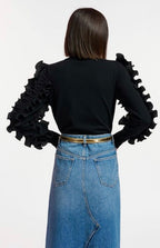Essentiel Antwerp Black Knit Ruffled Jumper