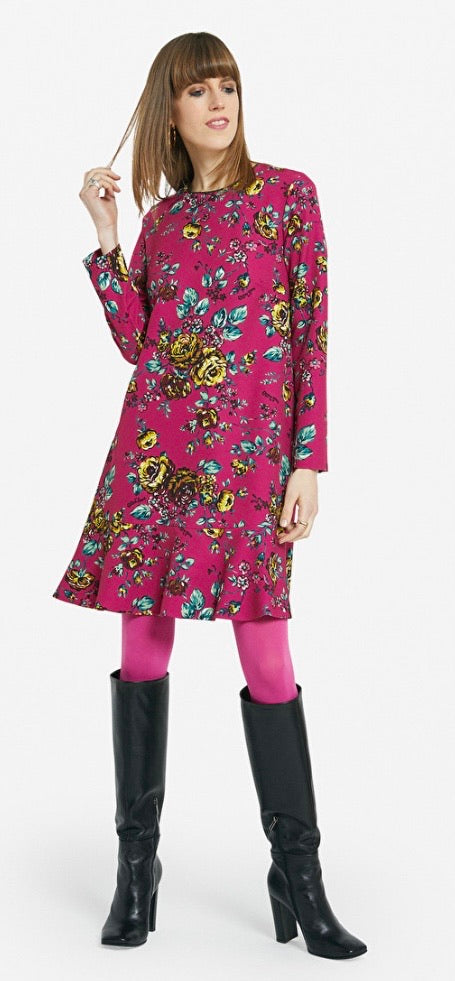 Pink Floral Long Sleeve Dress