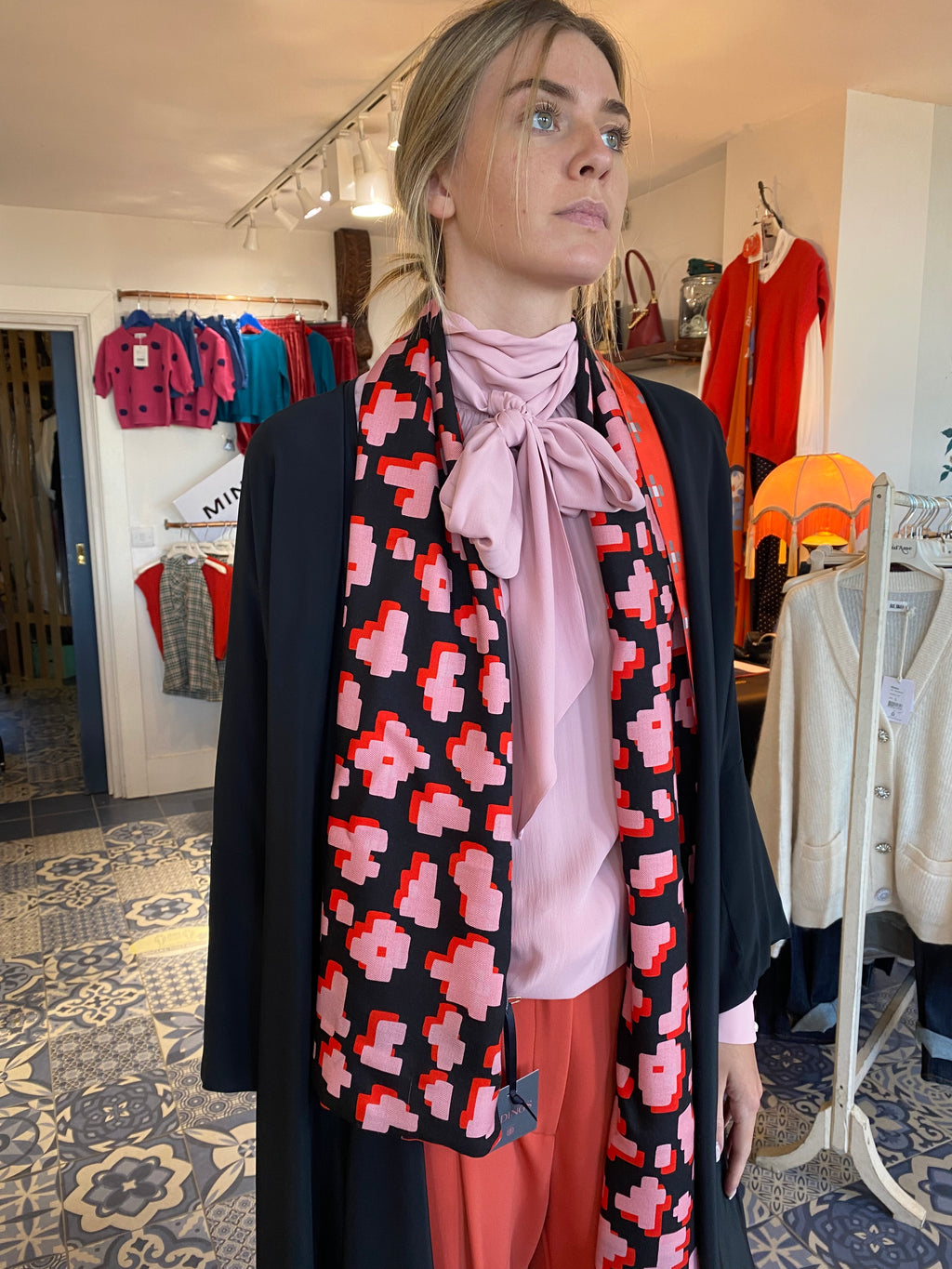 Tidings Long Silk Scarf, “Live ,Love , Laugh”