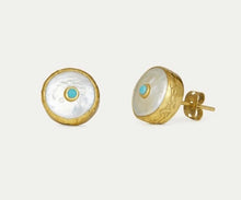 Load image into Gallery viewer, Ottoman Hands Amalfi Gold , Pearl &amp; Turquoise Stud Earrings

