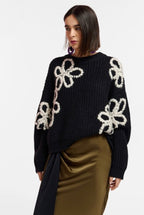 Essentiel Antwerp Black Chunky Ribbed Knit Jumper