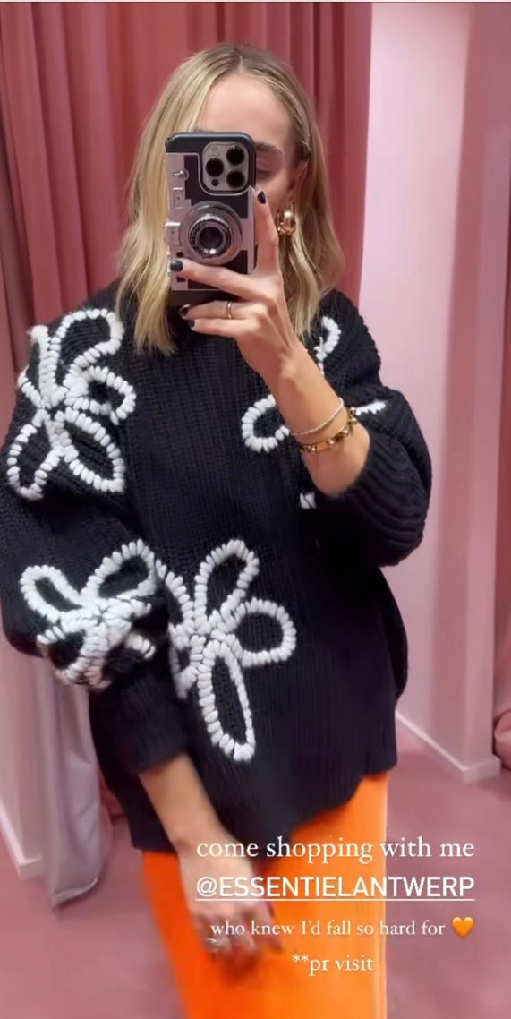 Essentiel Antwerp Black Chunky Ribbed Knit Jumper