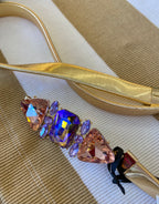 Nali Gold Accordian Belt with Crystal buckle