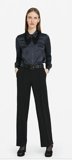 Otto’dame Satin Shirt with Bead Tassle Collar