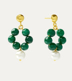 Ottoman Hands Green Jade & Pearl Hoop Earrings