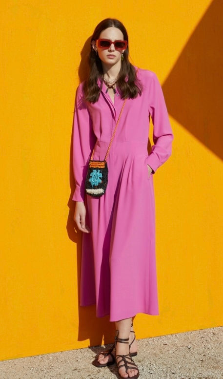 Beatrice B Fuchsia Silk Chemise   Dress