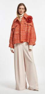 Essentiel Antwerp Orange and Cream Wool Tweed Jacket