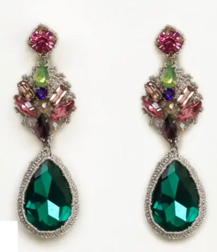 St. Erasmus Teal & Pink Crystal Earrings