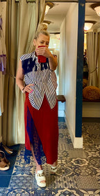 Essentiel Antwerp Navy Stripe Tassle Shirt