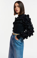 Essentiel Antwerp Black Knit Ruffled Jumper