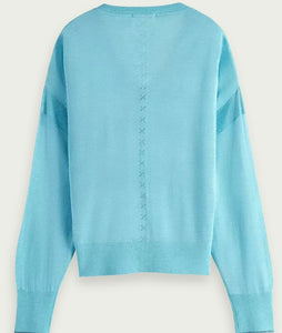 Scotch & Soda Sky Blue V- Neck Sweater