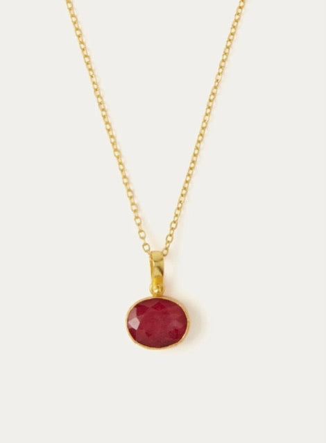 Ottoman Hands Gold Ruby Pendant Necklace