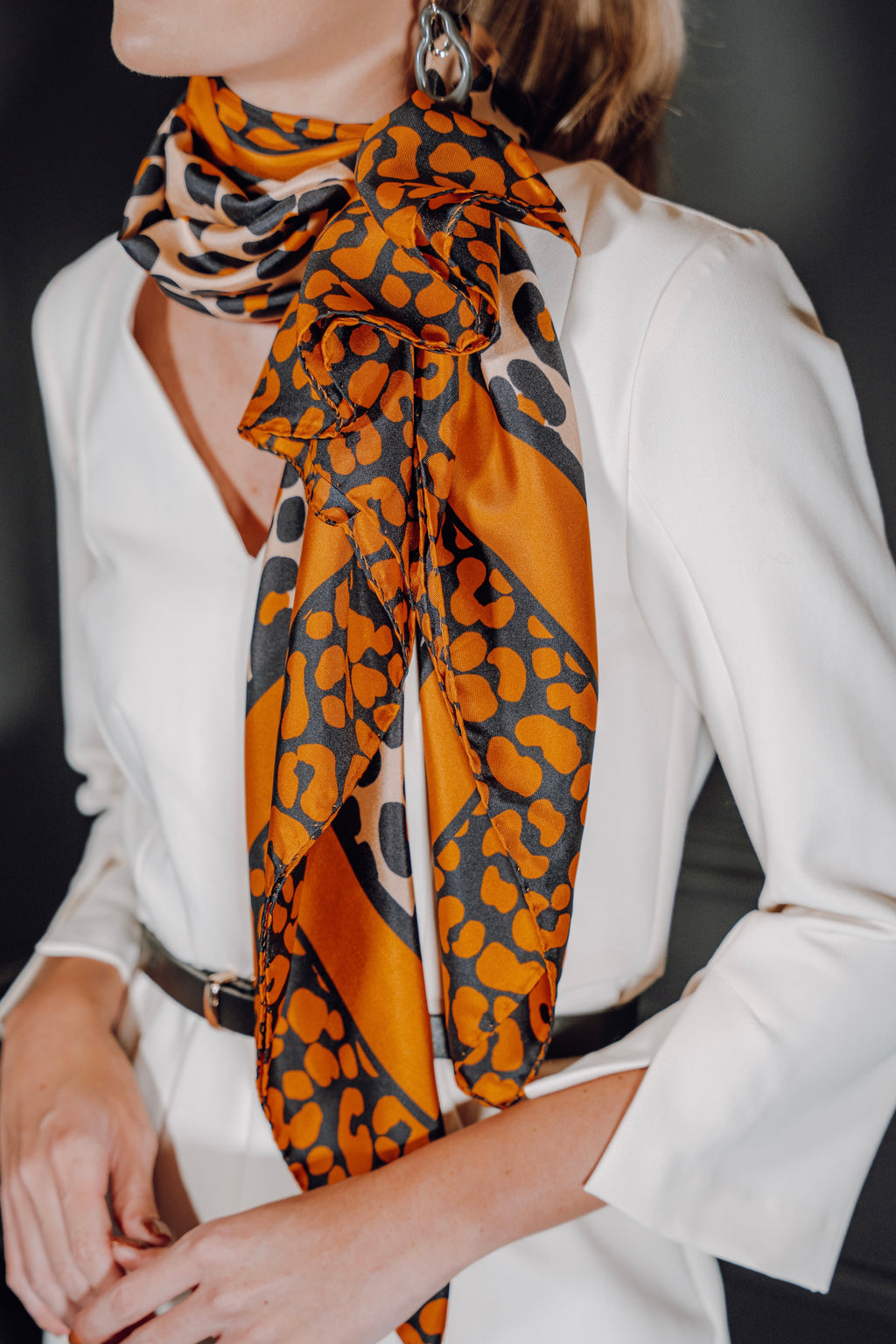 Tidings Silk Statement Scarf Orange “Femme & Fierce