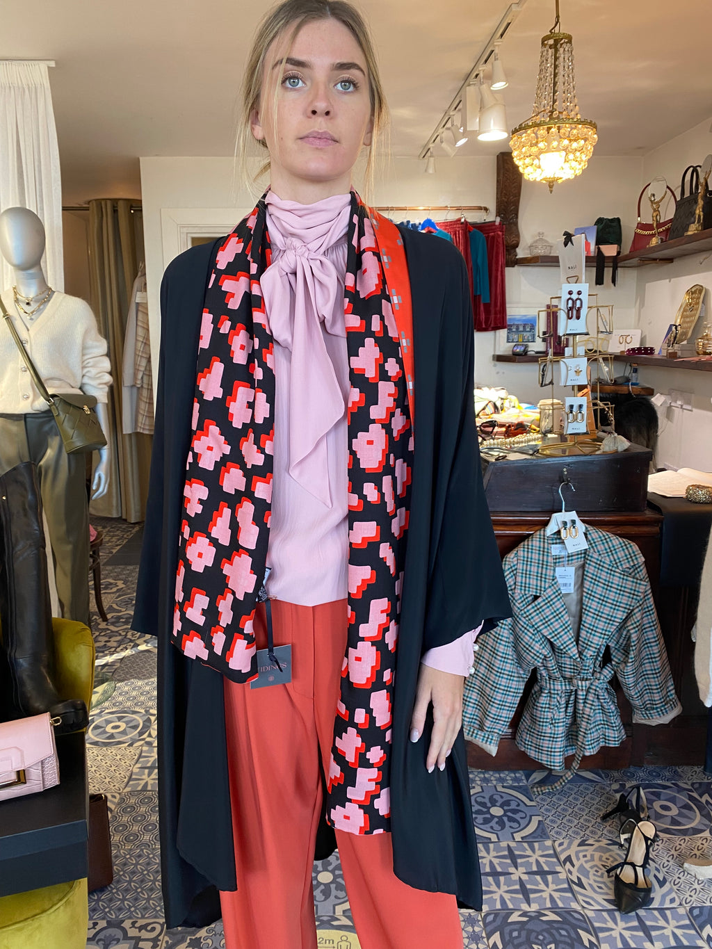 Tidings Long Silk Scarf, “Live ,Love , Laugh”