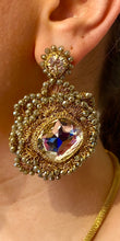 Load image into Gallery viewer, St. Erasmus Large Gold &amp; Crystal Earrings
