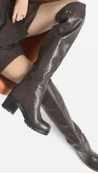 Ottodame Black Leather Over Knee Boots