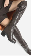 Load image into Gallery viewer, Ottodame Black Leather Over Knee Boots
