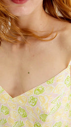 Compania Fantastica Lemon & Green  Spaghetti Strap Sun Dress