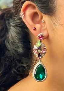 St. Erasmus Teal & Pink Crystal Earrings