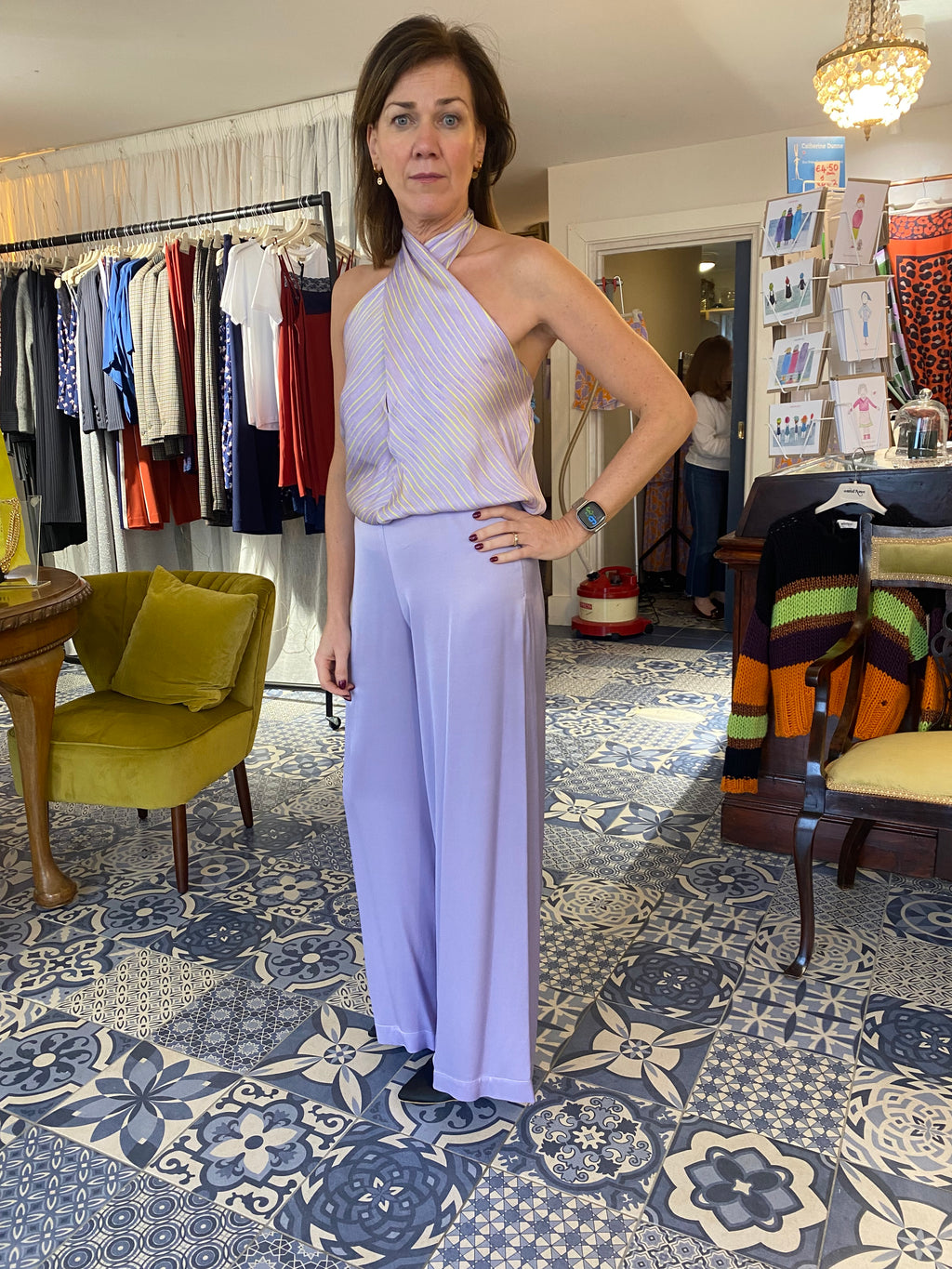 Ottodame Lilac & Lime Silk Halterneck