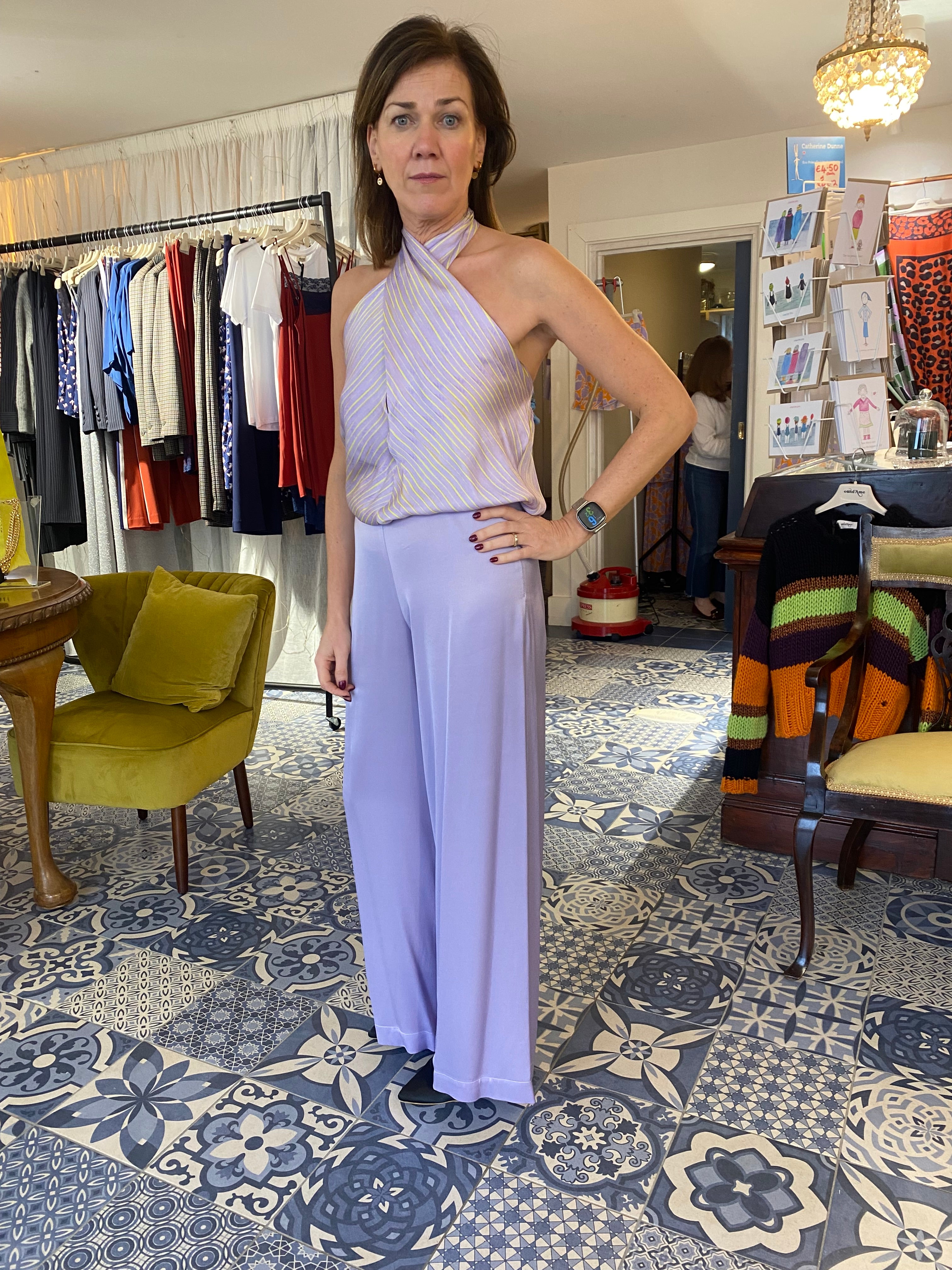 Ottodame Lilac & Lime Silk Halterneck