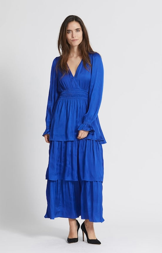 RDF Cobalt Blue Tiered Midi Dress