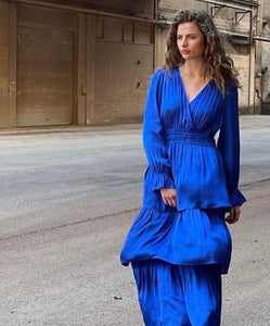 RDF Cobalt Blue Tiered Midi Dress
