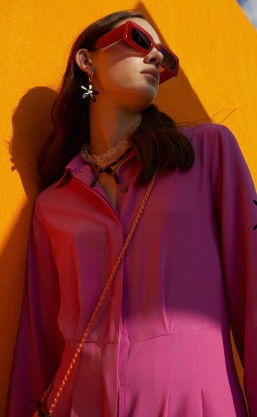 Beatrice B Fuchsia Silk Chemise   Dress