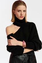 Load image into Gallery viewer, Essentiel Antwerp Black Wool-blend Knitted Cold Shoulder Jumper
