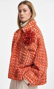 Essentiel Antwerp Orange and Cream Wool Tweed Jacket