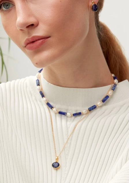 Ottoman Hands Gold Sapphire Pendant Necklace