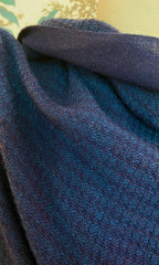 Navy Wool Blanket Scarf with Long Fringing