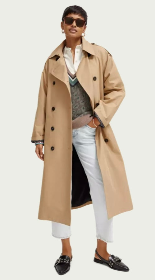 Scotch & Soda Oversized Classic Belted Trench Coat