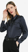 Load image into Gallery viewer, Otto’dame Satin Shirt with Bead Tassle Collar
