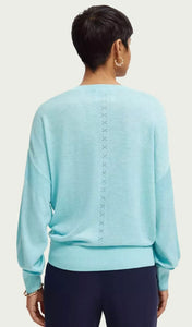 Scotch & Soda Sky Blue V- Neck Sweater