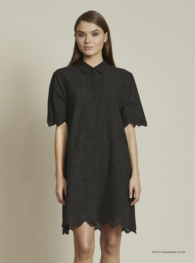 RDF Black Broderie Anglais Shirt Dress